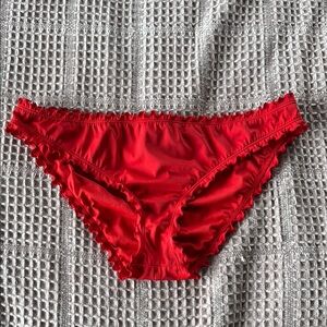 Shade & Shore Red Frilly Trim Bikini Bottoms